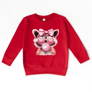Valentine Raccoon With Bubblegum - Toddler Graphic Sweatshirt - 1 of 4