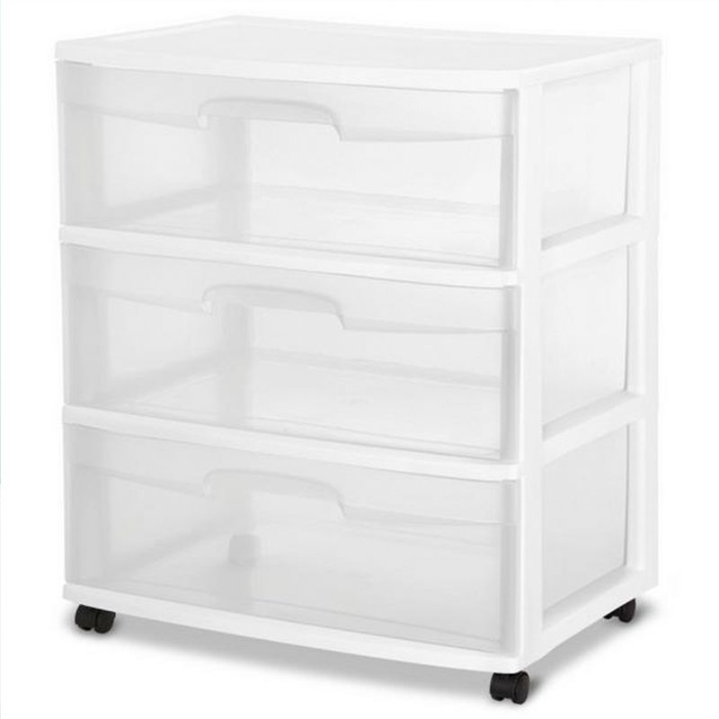 Sterilite Home 3 Drawer Wide Storage Cart Portable Container w/Casters, 2 of 7