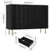 6 Drawers Dresser for Bedroom, Fluted Dresser Chest of Drawers with Gold Handle, Wood Dressers for Closet for Living Room, Hallway - 2 of 4