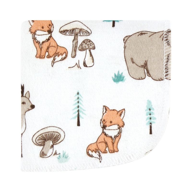 Hudson Baby Flannel Washcloths, Neutral Woodland Pals 10Pk, One Size, 3 of 8