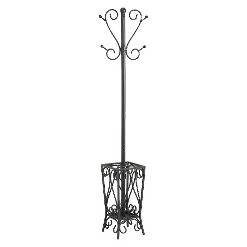 Scrolled Coat Rack And Umbrella Stand Black   Aiden Lane : Target