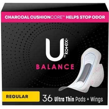 U by Kotex Balance Ultra Thin Regular Pads with Wings - Unscented - 36ct