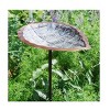 3" Aspen Leaf Birdbath with Stake, Antique Brass Plated, Outdoor, Iron Stand - Achla Designs - 2 of 3