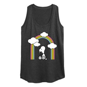 Women's - Peanuts - Snoopy Looking Up Rainbow Graphic Racerback Tank - 1 of 4