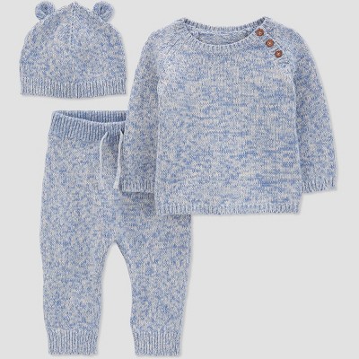 Image of Carter's Just One You® Baby Boys' Bear Marled Top & Bottom Set - Blue 3M