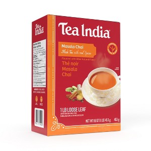 Tea India Masala Loose Leaf Chai Tea Flavorful Blend Of Black Tea & Natural Ingredients Strong Full-Bodied Traditional Indian Caffeinated Tea 1LB - 1 of 2