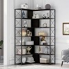 7-Tier Bookcase Home Office Bookshelf, L-Shaped Corner Bookcase with Metal Frame, Industrial Style Shelf with Open Storage, MDF Board-The Pop Home - 2 of 4