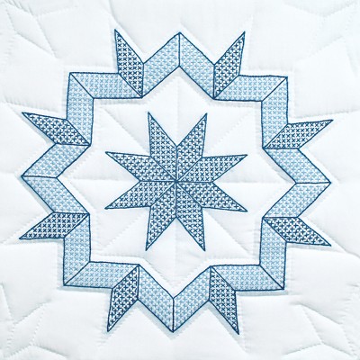 Jack Dempsey Stamped White Quilt Blocks 18"X18" 6/Pkg-Kaleidoscope Star