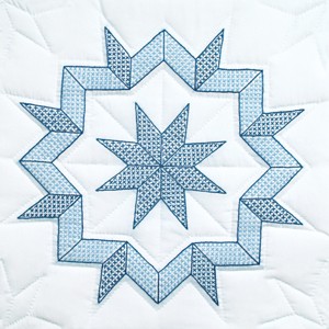 Jack Dempsey Stamped White Quilt Blocks 18"X18" 6/Pkg-Kaleidoscope Star - 1 of 1