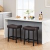 Whizmax 24 Inch Backless Saddle Barstools Set of 2, Counter Height Upholstered Padded Barstools with Curved Surface, Metal Leg and Footrest - 4 of 4