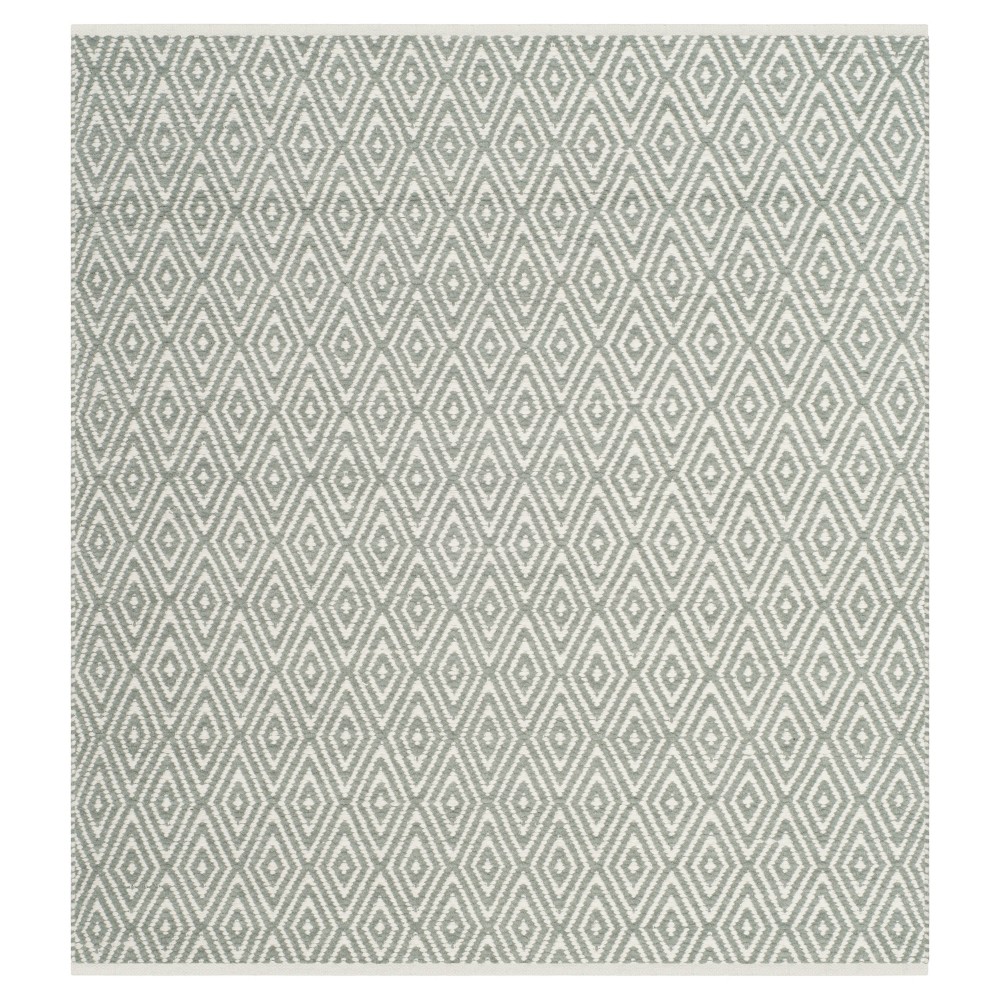 Gray Abstract Tufted Square Accent Rug