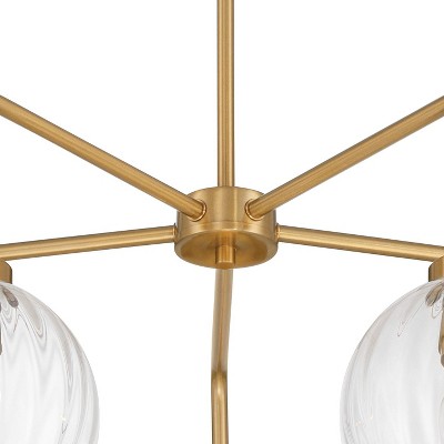 Modern Gold Metal Pendant Chandelier with Clear Glass Shades