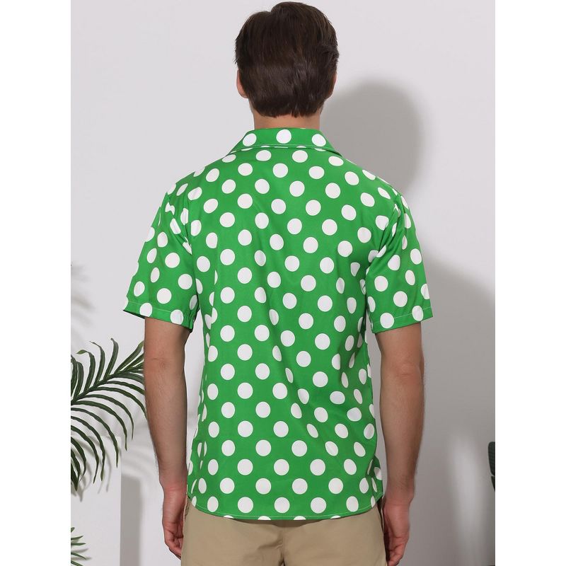 Lars Amadeus Men's Summer Polka Dots Short Sleeves Button Down Dress Shirts, 3 of 6