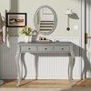 TOBILI Makeup Vanity Desk with Oval Mirror, 3-Drawer Dressing Table for Jewelry Storage, Elegant Console Table for Living Room & Bedroom,Silver - 2 of 4