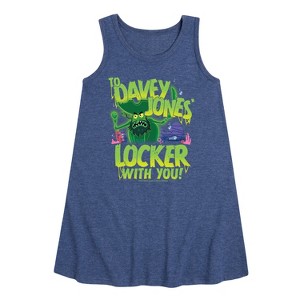 Girls' - Spongebob Squarepants - Spongebob: The Search For Squarepants To Davey Jones Locker Graphic Sleeveless Aline Dress - 1 of 4