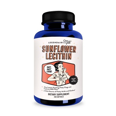 Legendairy Milk Sunflower Lecithin - 1200mg of Organic Sunflower Lecithin per Softgel - 200ct