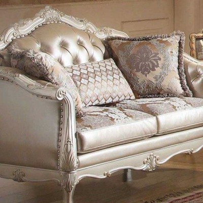 Chantelle 63'' Rose Gold Faux Leather Loveseat with Pillows