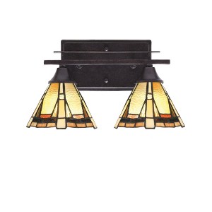 Toltec Lighting Uptowne 2 - Light Vanity in  Dark Granite with 7" Zion Art Glass Shade - 1 of 1
