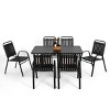 7 Piece Dining Set Patio, Plastic Chair And Steel Table Outdoor Dining Set For 6, Patio Dining Sets With Plastic Chairs And Table Set-Cuddlewood - 3 of 4
