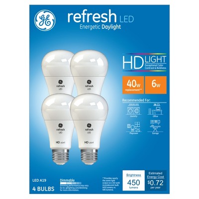 General Electric 40w 4pk Refresh Daylight Equivalent A19 LED HD