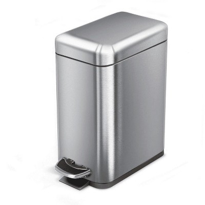 LunaLulinlk 1.3 Gallon Stainless Steel Garbage Can with Removable Liner for Bathroom or Bedroom, Silver