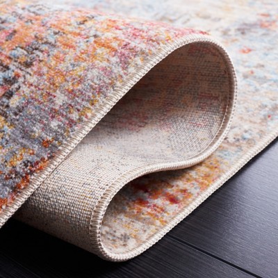 Vintage Persian Rust and Blue Synthetic 5' x 7' Area Rug
