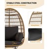 360°Swivel Egg Chair, Patio Rotating Rattan Egg Basket Chair with Steel Frame and 4 Cushions, Heavy-Duty Wicker Chair for Porch, Backyard - 4 of 4