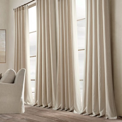 Home Boutique Belgian Flax Prewashed Linen Rich Cotton Blend Window Curtain Panel Single Linen 50x96