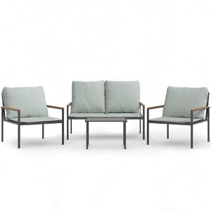 vidaXL 4 Piece Patio Lounge Set with Cushions Anthracite Steel - 1 of 4