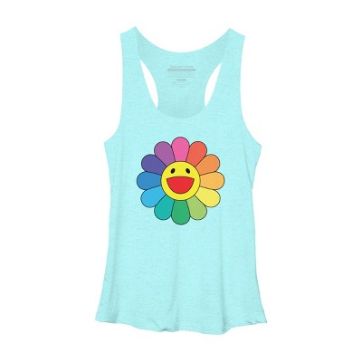 Adult Design By Humans Daisy Flower Rainbow Pride By PINHEAD66 Racerback Tank Top