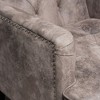 Tufted Diamond Stitch Club Chair with Nailhead Trim, Turned Birch Wood Legs and Contemporary Comfortable Design - 3 of 4