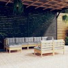 vidaXL Solid Pinewood Patio Lounge Set 9 Piece with Cushions - Brown and Gray - 2 of 4