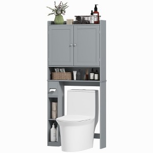 Aghana Digitals Gray Over-Toilet Cabinet: 2-Door Storage, 3 Open Compartments, Toilet Paper Holder, - 1 of 4