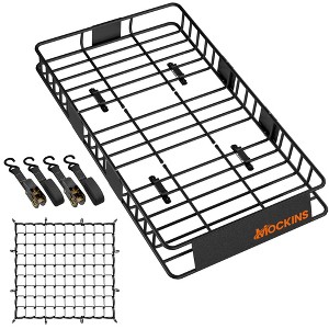 Mockins Extendable Roof Basket Cargo Carrier - 43"-64"L x 39"W x 6"H, Black Steel - 1 of 4