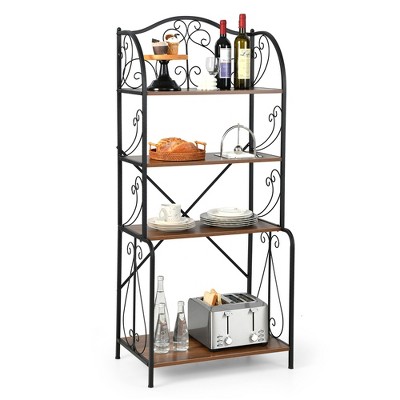 Costway 4 Tier Kitchen Bakers Rack Microwave Storage Rack Brown Target   GUEST 2ecbf905 D6e9 45d1 8146 0b4d4f1944ba