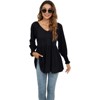 BLUEMING Womens Tunics Casual Puff Long Lantern Sleeve Casual Tunic Tops V Neck Pleated Blouse T-Shirts - 3 of 4