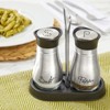 Juvale 2 Pack Salt and Pepper Shakers Refillable Dispenser with Stand, Stainless Steel with Glass Bottom, Silver, 4 Oz - image 2 of 4