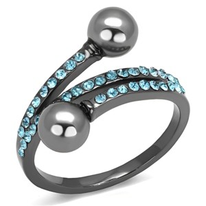 Slickblue Women’s Stainless Steel Ring, Light Black Finish, Gray & Blue Synthetic Pearl, Sizes 5-10 - 1 of 4