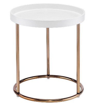 NicBex Round End Table with Clear Glass Table Top Small Side Table in Black Metal for Indoor Outdoor