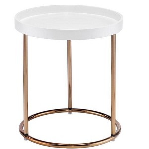 NicBex Round End Table with Clear Glass Table Top Small Side Table in Black Metal for Indoor Outdoor - 1 of 4