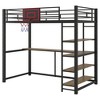 YOOCOZZ Twin Size Metal Loft Bed with Shelves, Desk and Basketball hoop - Black - 2 of 4
