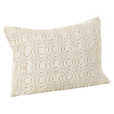 Brisbane Smocked Design Throw Pillow Natural - Saro Lifestyle : Target