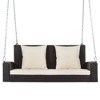 Grungis 2-Person Swing Chair Outdoor,Wicker Hanging Porch Swing with Chains,Cushion for Bedroom,Garden Yard - 3 of 4