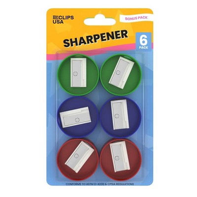 6-Pack Single-Hole Assorted Pencil Sharpeners (48 Packs)