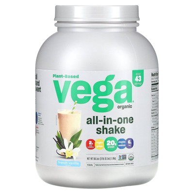 Vega Plant-Based Organic All-In-One Shake, French Vanilla, 3 lb 10.1 oz (1.6 kg)