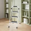 NAYSAYE 3 Step Ladder Folding Step Stools with Anti Slip Pedals and Comfortable Handrail 330lbs Bearing Capacity for Home Garage, White, 25"*15"*35" - 2 of 4