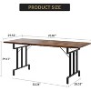 71 Inch Farmhouse Dining Table for 6-8 People, Mid-Century Modern Kitchen Table with Waterproof Surface, Sturdy Metal Legs, for Dining Room - 2 of 4