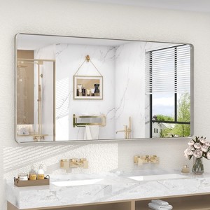 KIOTEE Rectangular Aluminum Alloy Framed and Tempered Glass Wall Bathroom Vanity Mirror in Matte Black - 1 of 4