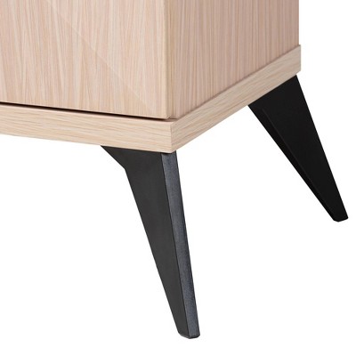 Light Brown and Black Wood 2-Door Mid-Century Sideboard Buffet