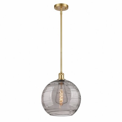 Athens Deco Swirl - 1 Light Stem Hung Mini Pendant In Industrial Style-15 Inches Tall and 12 Inches Wide